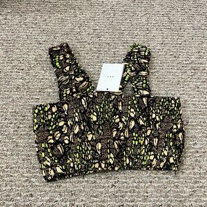 $395 A.L.C. Women's Black Cielo Printed Smocked Square Neck Crop Top